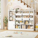 Toy Storage Organizer, 55” Wide Toy Organizers and Storage with 8 Storage Cubbies & 6 Toy Bins, Large Toy Box with Bookshelf, Playroom Storage for Playroom, White by CozyNest Decor