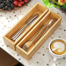 BAMEOS Kitchen Drawer Organizer,Small Silverware Drawer Organizer,Bamboo Utensil Organizer for Bathroom, Dressing Room, Office, Pantry (Natural, 11"x 3") Set of 2 by CozyNest Decor