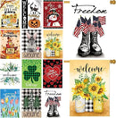Seasonal Garden Flags Set of 12 Double Sided 28 x 40 Inch Yard Flags, Large House Flags for Outside, Fall Winter Halloween Christmas Outdoor Flags, Holiday Garden Flags for All Seasons by GreenHaven Gardens
