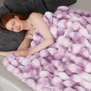 Touchat Luxury 1000GSM Faux Rabbit Fur Throw Blanket for Women, Super Heavy Warm Cozy Blankets for Couch Bed Sofa, Bubble Plush Fuzzy Soft Mink Blanket for Living Room Bedroom, Purple by CozyNest Decor
