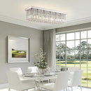 Rectangular Chandelier, Flush Mount Rectangle Chandelier Modern K9 Crystal Chandeliers Light Fixture, 6-Lights Raindrop Crystal Pendant Ceiling Light for Dining Room Bedroom Bar Club L31.5 Inch by CozyNest Decor