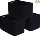 MINTWOOD Design 3-Pack Storage Baskets for Shelves, Playroom and Classroom, Book Basket, Decorative Storage Cube Bins, Woven Closet Organizers, Pantry and Shoe Organizer, Full Black by TinyTreasures Baby Boutique