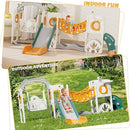KORIMEFA 11 in 1 Toddler Slide and Swing Set, Kids Slide for Toddlers, Outdoor Indoor Playground for Toddlers 1-3, Toddler PlaySet with Basketball Hoop and Ball Golf Set, Climbing Arch(Yellow & Green) by TinyTreasures Baby Boutique