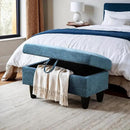 Ottoman Rectangular Storage Ottoman Bench, Flannel Footrest Stool Footstool with Lid for Living Room, Bedroom, Entryway, Light Blue, 28.5"x19"x17.5" by CozyNest Decor