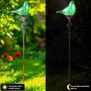 Decorative Solar Lights Outdoor Solar Bird Stake Lights Hand Blown Glass Decorative Garden Pathway Lights Outdoor Waterproof Glass Stakes (Green) by GreenHaven Gardens