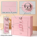 BOOVO Jewelry Box For women, 6 Layer Large Jewelry Organizer With Mirror, Multi-Function Storage Box With Lock, Accessory Holder With 5 Drawers, For Earrings Necklace Ring Bracelet (Pink) by TinyTreasures Baby Boutique