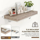Deep Floating Shelves for Wall | 30 Inch Wide x 12 Inch Deep Floating Shelves | 30W x 12D Rustic Grey Wood Wide Wall Shelves | Bookshelf Laundry Shelf TV Shelf by CozyNest Decor