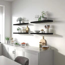 Black Wood Floating Shelves for Wall Rustic Wall Shelves for Bedroom Set of 6 by CozyNest Decor