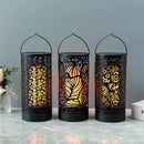 TRIROCKS Set of 3 LED Cordless Metal Lantern with Timer 7" H Moving Flame Lamp Battery Operated Breathing Lamp Floral Hollow LED Hanging Lighting for Indoor/Outdoor Patio Garden Party Gift by GreenHaven Gardens