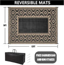 Outdoor Rug 9x12 Patio Waterproof Mat Camping Carpet Outside Area Rug Reversible Brown Rugs for RV Deck Entryance Porch Picnic Balcony Beach by GreenHaven Gardens