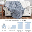 JINCHAN Boho 100% Cotton Muslin Blanket 3-Layer Twin Size Geometric Lightweight Reversible Soft Cozy Throw for Couch Sofa Bed All Season Coverlet Ideal Gift Bedroom Living Room Decor Blue 60x80 Inches by CozyNest Decor