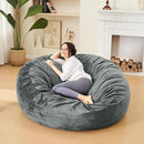 Bean Bag Chairs for Adults - Memory Foam Furniture BeanBag Chair - Kids/Teens Sofa with Soft Micro Fiber Cover - Round Fluffy Couch for Living Room Bedroom College Dorm - 5 ft, Grey by CozyNest Decor