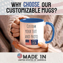 Custom Mug Upload Your Picture Personalized Coffee Mug with Photo Text Name Customized Cup Unique Ideas Gifts for Men Women Mom Dad Halloween Christmas Thanksgiving Friend Family (Blue, 11oz) by TinyTreasures Baby Boutique