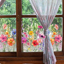 Colorful Flower Garden Window Clings, Wildflower Grass Lily Peony Poppy Floral Window Decals by CozyNest Decor