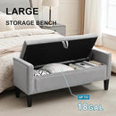 Storage Ottoman Bench, Velvet Upholstered Footstool for Bedroom and Living Room, Tufted Seat with Storage, Wooden Legs & Metal Rivets, Grey by CozyNest Decor