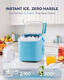 EUHOMY Countertop Ice Maker Machine with Handle, 26lbs Per Day, 9 Ice Cubes Ready in 6 Mins, Auto-Cleaning Portable Ice Maker with Basket and Scoop, for Home/Kitchen/Camping/RV (Blue) by CozyNest Decor