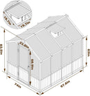 6x8 FT Greenhouse Kit for Outdoor, 6MM Thick Polycarbonate Panel Wooden Walk-in Green House with Lockable Door and Adjustable Roof Vent, Backyard Garden, Light Mocha Brown by GreenHaven Gardens