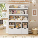 HITHOS 55.3" H Kids Bookshelf with Toy Storage Organizer, Tall Book Shelf with 3 Movable Toy Storage Bins, Large Kids Bookcase with Toy Chest, 39.2" W Modern Toy Box for Kid Room, Playroom, White by CozyNest Decor