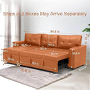Naomi Home Transform Any Space: Sleeper Sectional Sofa with Convertible Sofa Bed & Inviting Chaise. Find Tranquil Comfort with Stress-Relieving Design & Durable Cushions - Caramel,Air Leather by CozyNest Decor
