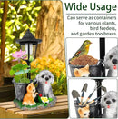Garden Dog Statue,Resin Teddy & Cat Figurine with Solar LED Light,Flower Pots Planters Pots for Succulent,Outdoor Sculpture for Patio Balcony Yard Lawn Decor,Unique Gift for Dad Mom Grandma by GreenHaven Gardens