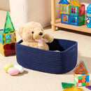 Small Storage Baskets for Organizing | Closet Organizer Bins | Shelf Toy Basket | Woven Rope Baskets | Cube Decorative Box | Shallow Basket | 13x8.5x5.1” | 3 Packs Navy Blue by CozyNest Decor