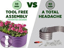 9-in-1 Galvanized Steel Raised Garden Bed // 8×2×1.5 ft Modular Planter for Gardening, Vegetables, Flowers // 18" Tall Metal Raised Garden Beds Outdoor (Purple) // Patented Design Planter Box by GreenHaven Gardens
