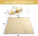 HX&OD Outdoor Picnic Blanket Extra Large, 80''*80'' Waterproof Picnic Mat with Stakes Foldable Camping Blanket Portable with Carry Strap for Beach Mat (Yellow& White, 80''*80'') by TinyTreasures Baby Boutique