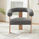 VKNOW Accent Chair Living Room Chair, Modern Upholstered Armchair with Solid Wood Legs, Comfy Barrel Arm Chairs for Living Room Bedroom, Dark Grey by CozyNest Decor