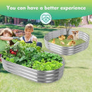 60X32X12 Inches Oval Galvanized Metal Garden Raised Bed/Plant Box for Planting,32 Inches Diameter Iron Fire Pit Ring,Small Animal Fence-3 in 1 Modular Design in Silver (5X2.7X1 FT, Oval) by GreenHaven Gardens