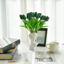 Mandy's Artificial Tulips 20 Stems Dark Green PU Faux Flowers for Wedding Home Decor 13.5 Inch by CozyNest Decor