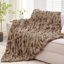 Ultra Soft Luxury Faux Fur Twin Blanket for Counch,Fuzzy Fluffy Plush Warm Cozy Elegant Wrinkled Blanket for Sofa Bedroom Living Room,（60"x80",Tie-dye Coffee） by CozyNest Decor