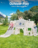 Babytronic Toddler Slide Set, 8 in 1 Kids Slide with Climber, Indoor Outdoor Slide for Toddlers Age 1-3, Toddler Playset with Basketball Hoop and Tunnel, Toddler Indoor Outdoor Playground (White&Gray) by TinyTreasures Baby Boutique