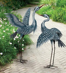 Regal Art & Gift Outdoor Garden Décor, Unique Bird Sculpture, Rustic Metal Bird Statues, Garden Ornaments, Bird Figurine for Lawn, Decorative Sculpture, Heron, Blue, Wings Down, 41"height by CozyNest Decor