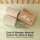 Waterproof Crib Mattress Protector Cover Fitted - 2-Pack Quiet Baby Crib Mattress Pad Sheets, 52" x 28" Soft Quilted Cotton Baby Sheet, Machine Washable, Easy Fit, Durable (Oat/Mavy) by TinyTreasures Baby Boutique