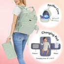 Dikaslon Diaper Bag Backpack with Portable Changing Pad, Pacifier Case and Stroller Straps, Large Unisex Baby Bags for Boys Girls, Multipurpose Travel Back Pack for Moms Dads, Mint Green by TinyTreasures Baby Boutique