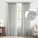 FMFUNCTEX Pinch Pleated Curtains 96 Inches Long for Living Room, Grey Semi Sheer Faux Linen Textured Pleat Drapes for Bedroom with Hooks, Light Filtering Farmhouse Window Drapes 2 Panels by CozyNest Decor