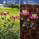Solar Wind Spinners Pink Twin Flowers for Yard and Garden, Solar Windmill Garden Whirligig Kinetic Spinners Decor for Lawn, Patio, Yard, Metal Wind Outdoor Sculpture by CozyNest Decor