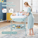 HONEY JOY Baby Changing Table with Bathtub, Foldable Infant Diaper Changing Station with Wheels, Storage Tray, Waterproof Pad, Portable Newborn Nursery Organizer Bath Stand for Boys Girls (Blue) by TinyTreasures Baby Boutique