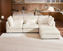 Oversized Modular Sofa, Extra Deep Cloud Corduroy Sectional Couch with Ottoman Chaise, Fluffy Chenille 4 Seat L-Shaped Sofa for Living Room, Villa (L Shape 4 Seater, Corduroy White) by CozyNest Decor