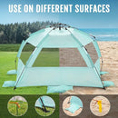 WhiteFang Deluxe Pop Up Beach Tent Sun Shade Shelter for 3-4/5-6 Person, UV Protection, Extendable Floor with 3 Ventilating Windows Plus Carrying Bag, Stakes, and Guy Lines by TinyTreasures Baby Boutique