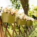5 Pack Metal Hanging Flower Pots for Railing Fence，Outdoor Balcony Rail Planter with Garden Tools Detachable Hooks Drainage Holes for Deck Garden Home Decor Green by GreenHaven Gardens
