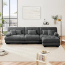 L Shaped Couch Sectional Couch, 3-Seater Cloud Couch Sectional Oversized Couch, Sofa Bed Couch with Round Bolster Armrests 5 Pillows, Modular Couch Home Sofa Living Room Couch(Gray)
