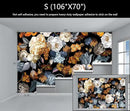 WFBHUA-Black and Gold Floral Wallpaper for Bedroom Vintage Blue Peony Flower Wall Mural (Not Peel and Stick) by CozyNest Decor