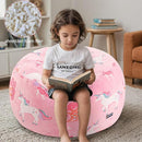 COMAX Kids Bean Bag Chair Turn into Beanbag Bed, Toddler Bean Chair for Girl Boy Sleeping, Lazy Children Bean Bags with Filler, Convertible Child Floor Mattress, Pink Fairy by TinyTreasures Baby Boutique