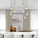 5-Light Raindrop Pendant Light Fixtures, Brass Glass Pendant Lighting, Teardrops Modern Hanging Light for Entryway Foyer Kitchen Island Dining Living Room Hallway by CozyNest Decor