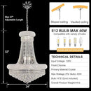 14 - Light Unique Empire Crystal Chandelier with Adjustable Chain for High Ceiling Foyer Entryway Living Room Dining Room Bedroom Chrome Finish by CozyNest Decor