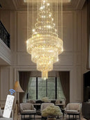 Flashing God D32 x H79'' Modern Crystal Chandelier for High Ceiling Large Foyer Chandeliers Large Raindrop Chandelier for Foyer Living Room Entryway Staircase Villa by CozyNest Decor