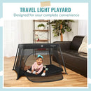 Dream On Me Travel Light Playard with Mesh Zipper Door in Black by TinyTreasures Baby Boutique