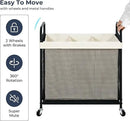 STO STO Laundry Hamper 3 Section, 120L Rolling Laundry Sorter Cart with Removable and Washable Liner Bag, Rolling Clothes Hamper with Metal Handle for Laundry Room and Bedroom by CozyNest Decor
