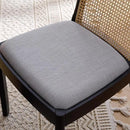 Mid Century Dining Chairs Set of 2, Accent Rattan Side Chairs Linen Fabric Kitchen Chair with Solid Wooden Legs for Living Room Dining Room, Grey by CozyNest Decor